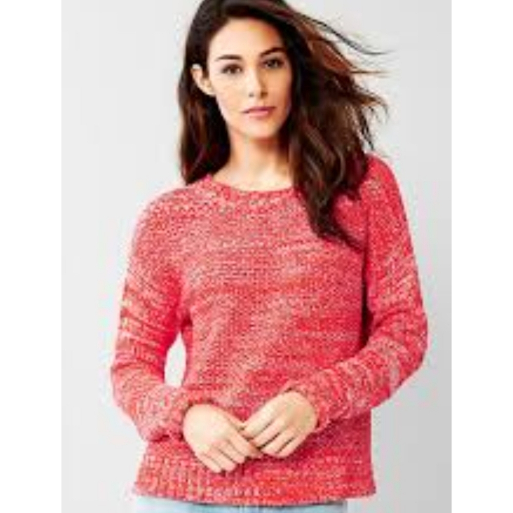 GAP Woman's Orange Marled Crewneck Long Sleeve Pullover Sweater
